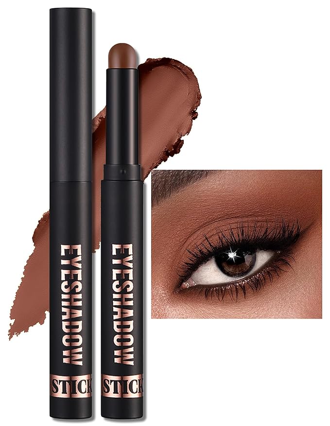 Erinde Waterproof Cream Eyeshadow Stick, Matte Nude Eye Shadow Sticks, Longwear Blendable High Pigmented, Neutral Eye Shadow Sticks for Older Eyes, Smokey Eyeshadow Pencil Crayon, 15 Mocha Matte