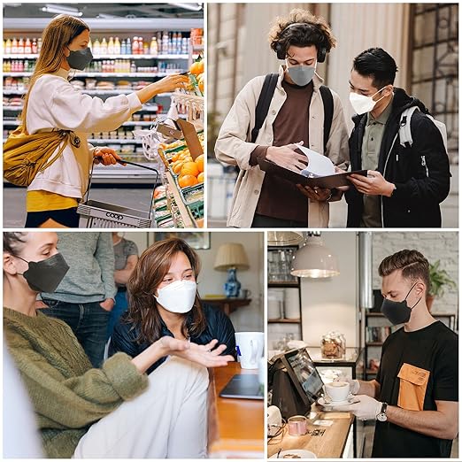 Borje KN95 Face Masks, Black Masks Disposable 100 pack, Individually Wrapped Respirator Mask Filter Efficiency 95% for Adult