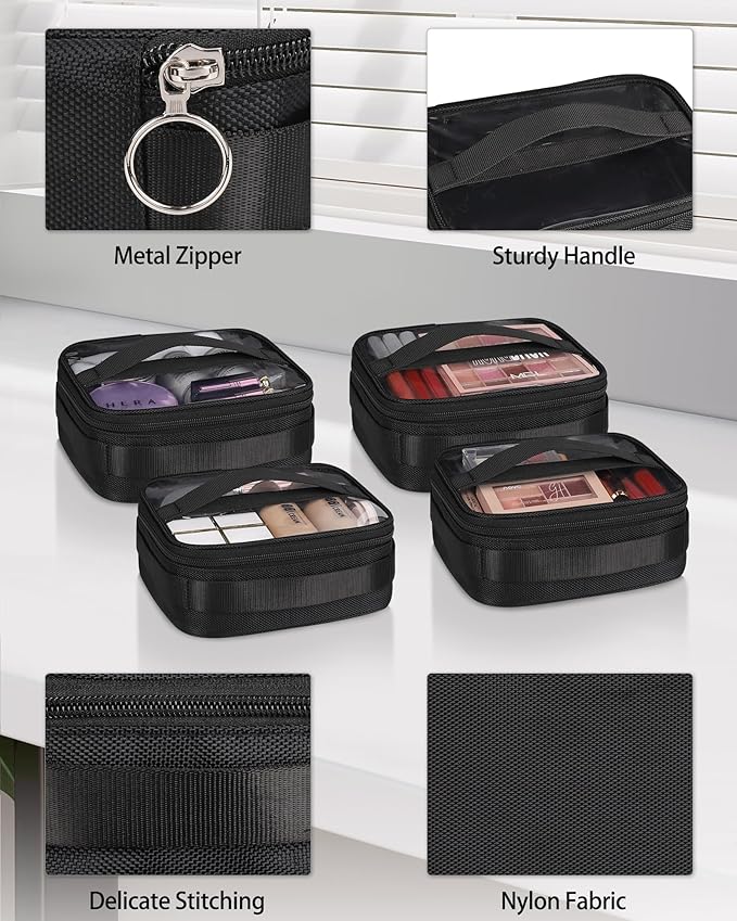 Large Capacity Makeup Case 3 Layers Cosmetic Organizer Brush Bag with Four Small Bag,Barber Hairdresser Train Case Makeup Artist Box Nail Polish Organizer