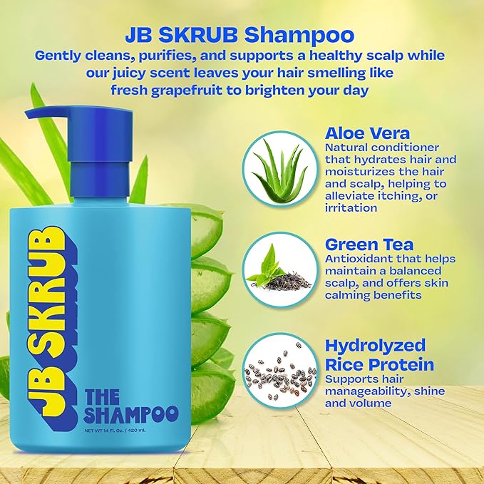 JB SKRUB The Hair and Body Wash Super Duo - No Harsh Ingredients - Conquer Adolescent Funk with Confidence - 14oz.