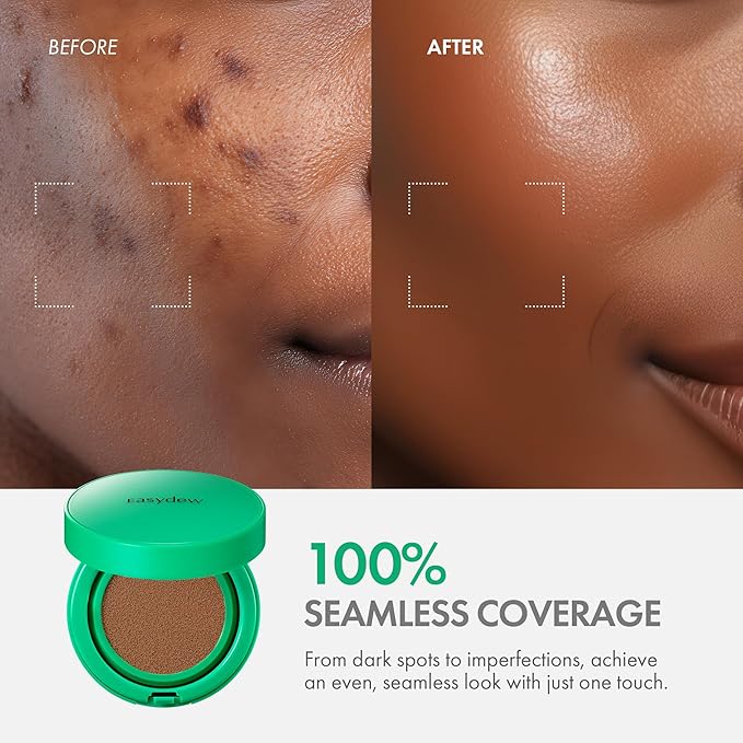 Easydew Mela B Toning Ampoule Cushion - 3-in-1 Age-Defying Sun Shield Full Coverage Cushion Foundation with Niacinamide & Hyaluron-Vital C - Face Makeup Korean Skin Care 0.45 oz (#45 Espresso)