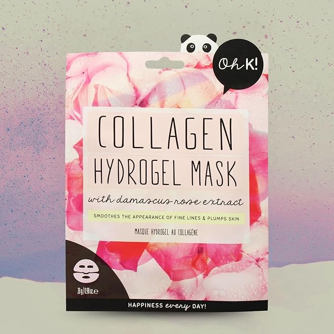 Oh K! Hydrogel Mask - Collagen - Moisturizing Face Mask Sheet - Hydrating Face Sheets - Rich in Collagen, Rose Water - Korean Skincare - 1 Pc