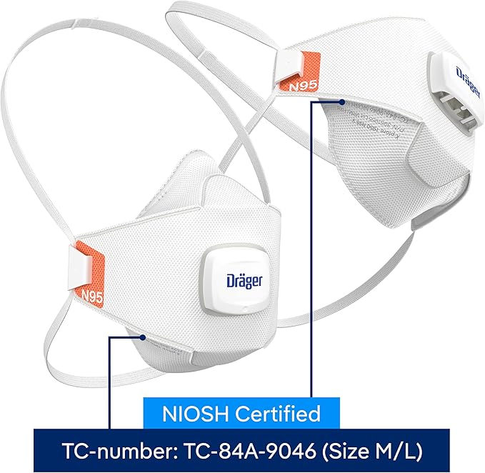 Dräger X-plore 1950 V N95 respirator mask with exhalation valve | NIOSH-approved respirator mask