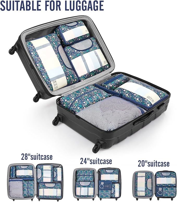 Veken 10 Set Packing Cubes for Travel Essential, Suitcase Organizer Bags in 4 Sizes, Carry-On Luggage Accessories with Large Laundry & Hanging Toiletry Bag, Must-Have for Airplane, Road Trip & Camping