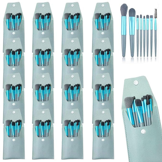 16 Sets Travel Makeup Brush Set Bulk Brushes Bag Mini Face Make up Brushes Brushes Bag for Makeup Party Favors Wedding Bridal Shower Favors Bridesmaid Gift Bachelorette Party Gift(Blue)