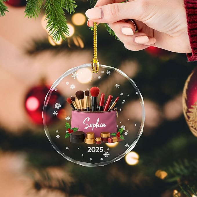Personalized Makeup Tools Christmas Ornament 2025, Makeup Box Christmas Ornament Gift for Makeup Artist, Christmas Tree Decor for Makeup Shop, Gift for New Makeup Coworkers (Makeup 6)