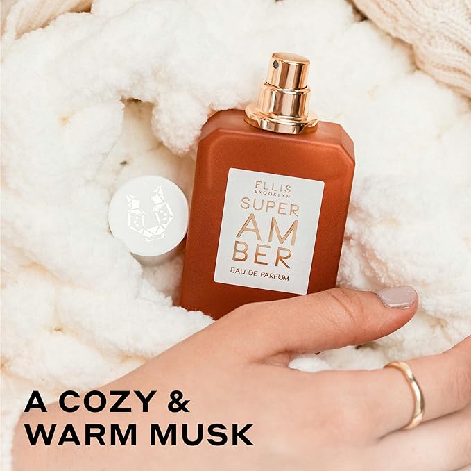 Ellis Brooklyn SUPER AMBER Eau de Parfum, Warm Amber Perfume for Women, Gourmand, Vegan & Allergen-Free Fragrance with Vanilla Orchid, Cedarwood & Musk, Made in the USA, 50ml / 1.7oz