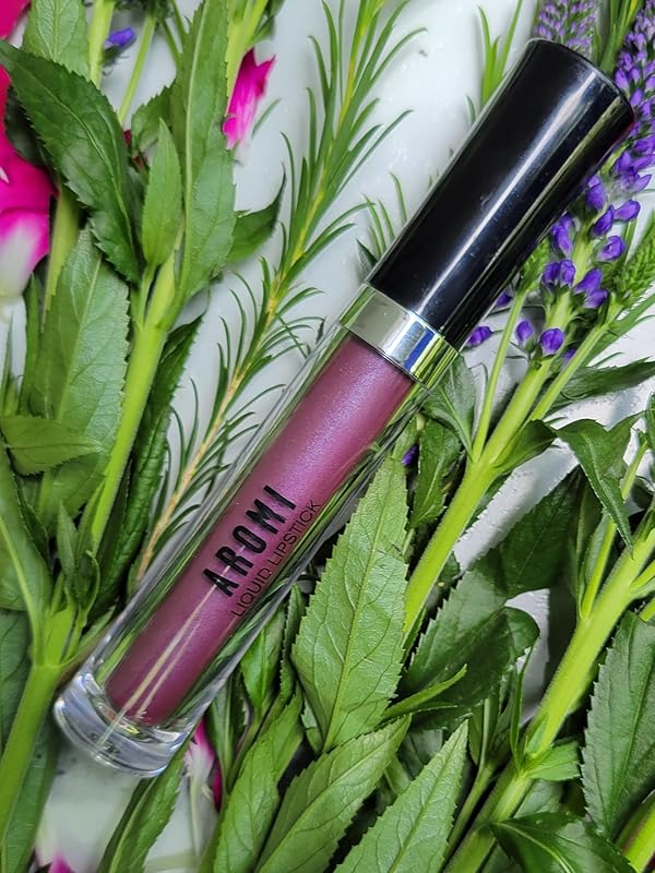 Aromi Plum Mauve Metallic Liquid Lipstick | Long-lasting, Purple Lip Color with Shimmery Finish, Waterproof, Vegan, Cruelty-free, Gluten and Paraben Free (Vulgar Violet)