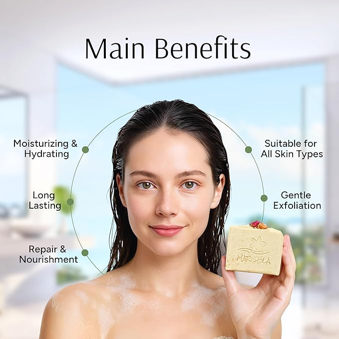 Marbela Cosmetics Creamy Rose Handmade Soap Bar - Made in USA, Vegan Friendly, Palm Oil Free, Natural Bar Soap - Gentle Face & Body Soap for Daily Skin Care, Moisturizing & Nourishing - 3.5 oz