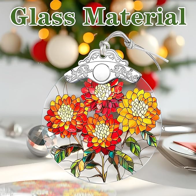 Christmas Ornaments: Stained Glass-Style October Birth Flower Ornament – Christmas Tree Decorations, Holiday Party Gifts, Mother's Day & Birthday Gifts for Women, Mom & Grandma | Birth Flower Gift