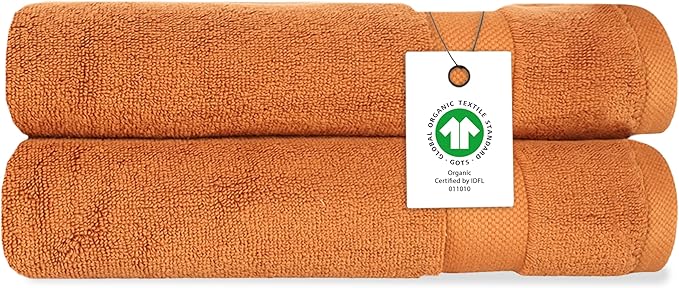 Delara Organic Cotton Luxuriously Plush Hand Towel Pack of 2 | GOTS & OEKO-TEX Certified | Premium Hotel Quality Towels | Feather Touch Technology|650 GSM Long Staple|Soft, Quick Dry & Ultra-Absorbent