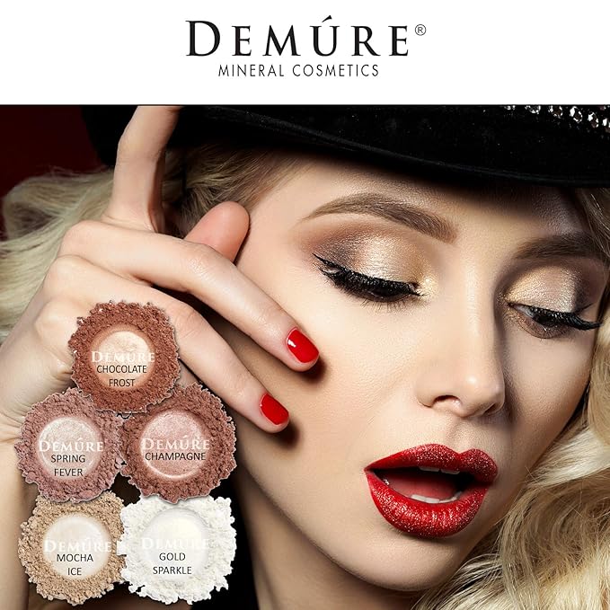 Demure Mineral Make Up (Gold Sparkle) Eye Shadow, Shimmer Eyeshadow, Loose Powder, Glitter Eyeshadow, Eye Makeup, Professional Makeup
