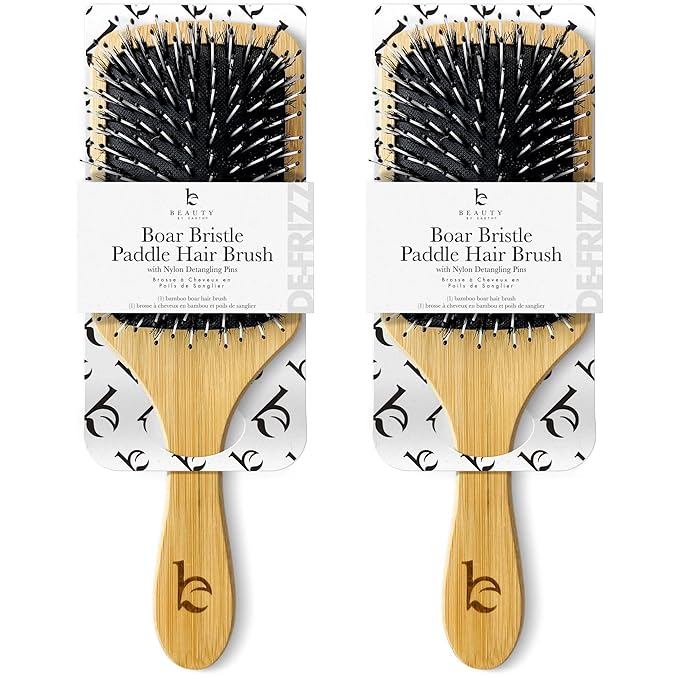 Beauty by Earth Boar Bristle Brush - Premium Paddle Brush for Fine, Thick, and Thinning Hair for Men and Women