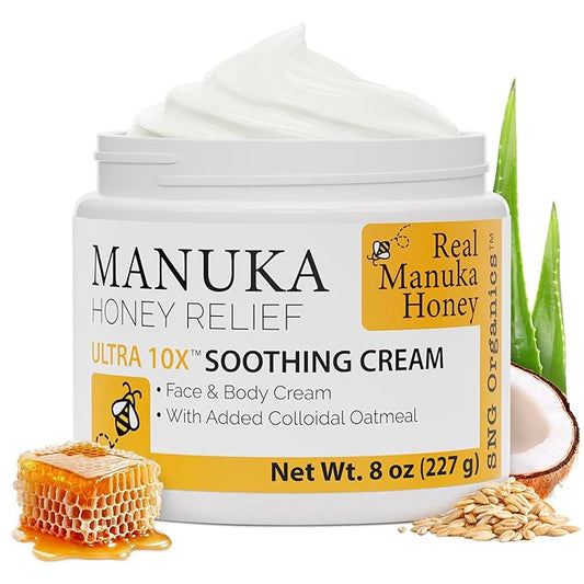 Super Natural Goods Manuka Honey Cream (8oz) – Hydrating Lotion for All Skin Types Suitable for Kids and Adults | Moisturizing Body Cream with Real Manuka Honey Aloe Vera Juice and Cocoa Butter