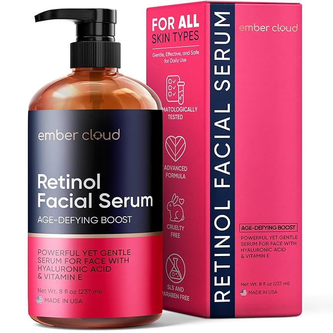 Retinol Serum for Face (8Oz) with Hyaluronic Acid, Vitamin E & Aloe Vera - Anti-Aging Serum