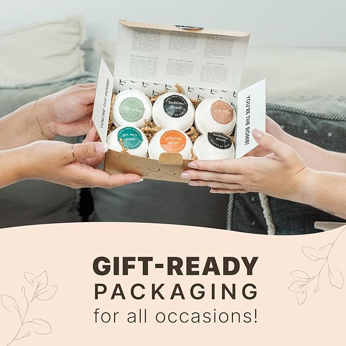 Bath Bombs Gift Set, USA Made with Organic & Natural Ingredients, Relaxing Spa Gifts for Women & Men
