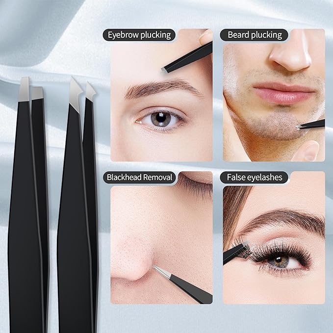 MIYADIVA 40X Magnifying Mirror, 3.5 Inch Round Compact Mirror with Suction Cup, Stainless Steel Tweezers, Perfect for Makeup, Eyebrows, Beards, Travel