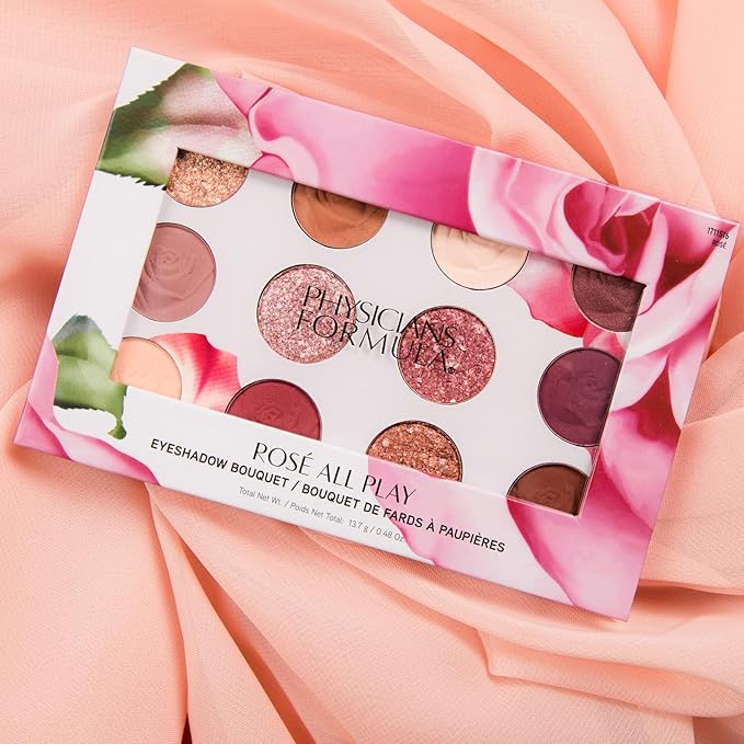 Physicians Formula Eyeshadow Bouquet, 12-Shade Palette with Shimmer, Matte & Satin Finishes, Enriched with Rose Extract – Rose All Play