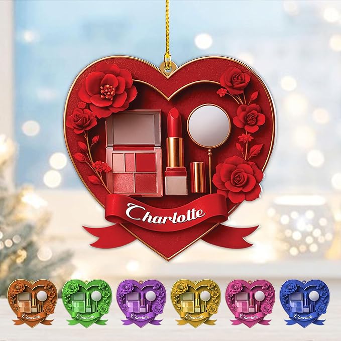 Personalized Makeup Tools Christmas Ornament 2025, Makeup Box Christmas Ornament Gift for Makeup Artist, Christmas Tree Decor for Makeup Shop, Gift for New Makeup Coworkers (Makeup 11)