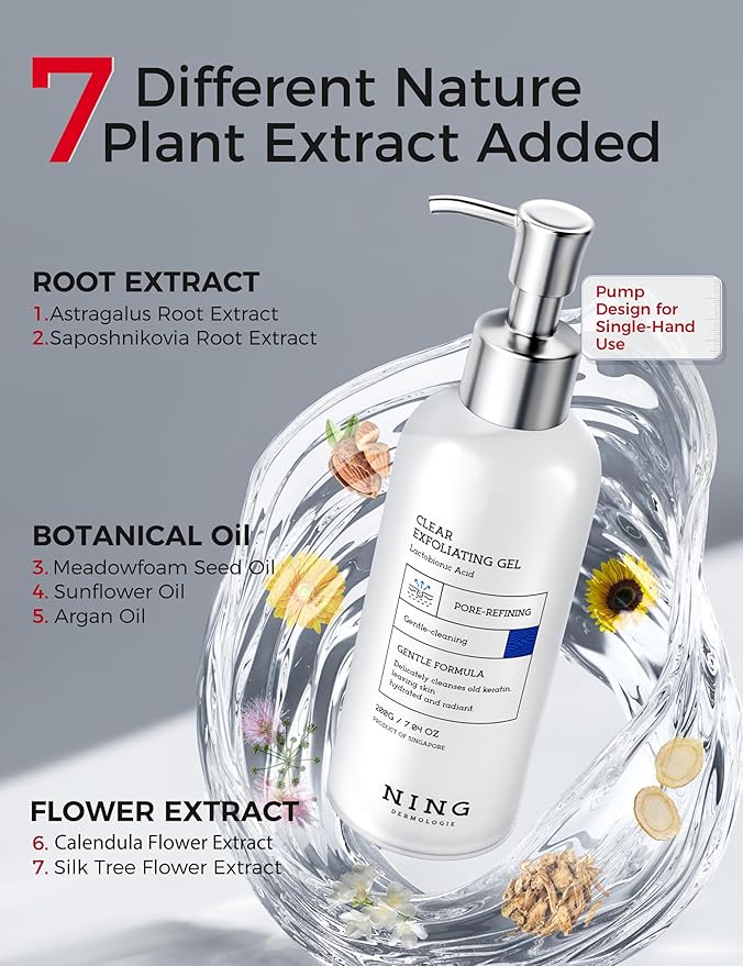 Peeling Gel for Face: Purifying Exfoliating Face Wash | Pore Cleanser with Gentle PHA & AHA, Niacinamide - Smoothing Skin Blackhead Refining Deep Cleansing Moisturizing | 7.04 OZ