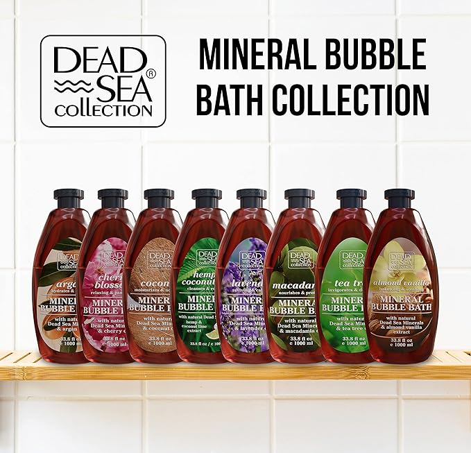 Dead Sea Collection Bubble Bath for Women and Men - with Cherry Oil and Pure Minerals - Nourishing and Moisturizing Skin - 33.8 Fl. Oz