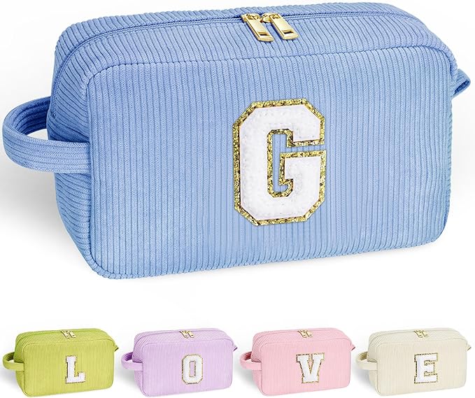 YOOLIFE Gifts for Women - Girls Gifts Initial Travel Makeup Bag Small Cosmetic Bag Make Up Bag Bridesmaid Gifts Bride Gifts Best Friend Birthday Gifts for Women Her Mom Sister Wife Gifts Letter G