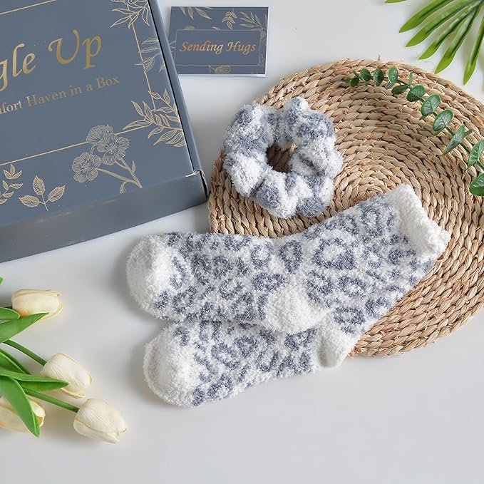 Get Well Soon Self Care Birthday Box Gift Basket for Her, Care Package for Women Leopard Print Gifts for Women Mom Wife Daughter Sister Friends Leopard Grey