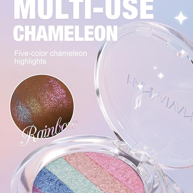 Multi-Use Chameleon Eyeshadow & Highlighter Palette – Iridescent Multichrome Shimmer with Color-Shifting Glow, Long-Lasting Waterproof Glitter Makeup for Eyes, Face & Festival (Dreamy Galaxy)