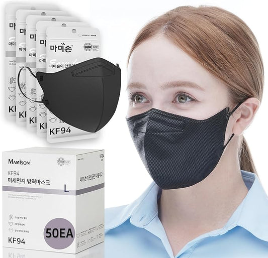50 Packs, Made in KOREA Premium KF94 Fine Dust Protection Individually Packaged Face Mask