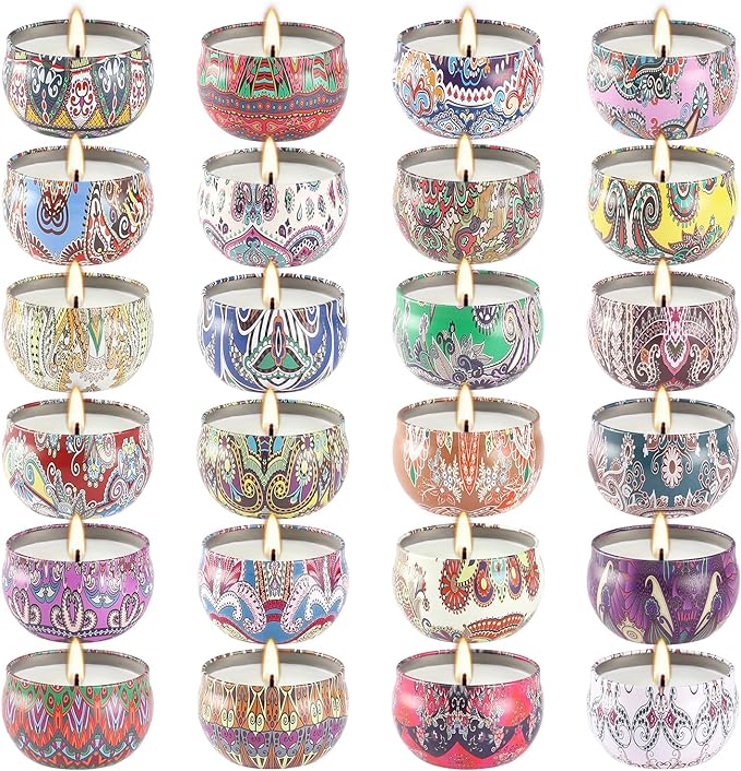 Scented Candles Gift Set, 2.5 oz Soy Wax Aromatherapy Candle for Home, Romantic Candles Gift for Mother Day Christmas Valentines Birthday (24 Pack)