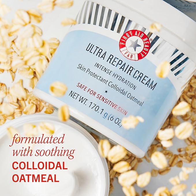 First Aid Beauty - Ultra Repair Cream, Intense Hydration Whipped Colloidal Oatmeal, Clinically Proven to Strengthen Skin Barrier in 7 Days & Helps Relieve Eczema, Luxury Moisturizer, 2 oz, 3 ct