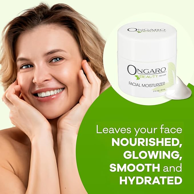 Ongaro Beauty Organic Face Moisturizer - Hydrating Face Cream, Probiotic Moisturizer with Aloe Vera, Vitamin A, C & E - Hyaluronic Acid, Face Lotion for All Skin Types - Nourishes Skin - 2 fl. Oz