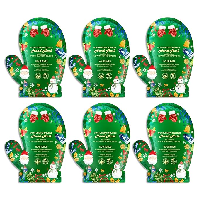 Hydrating Hand Masks, 6PCS Hand Mask Moisturizing Gloves for Men Women, Smooth Long Lasting Soft Exfoliating Hand Peeling Spa Mask Moisturizer Beauty Gift Set for Dry Cracked Rough Dull Hands（O)