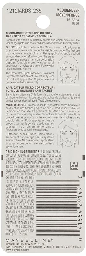 Maybelline New York Instant Age Rewind Eraser Dark Spot Concealer Plus Treatment, Medium/Deep, 0.2 Fluid Ounce