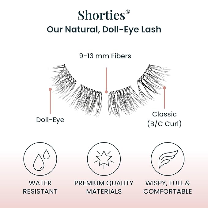 FlutterHabit The Shorties Lashes, 2 Sets of Eyelashes, DIY Natural Lash Extensions, Up to 10 Day Lash Wear, Salon Quality Cluster Eyelashes for a Natural Look, No Glue Included