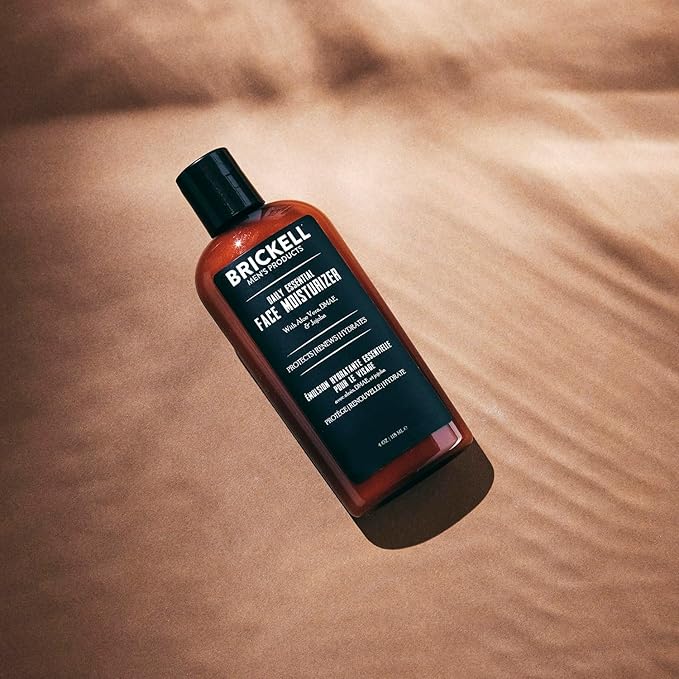 Brickell Men's Daily Essential Face Moisturizer for Men, Natural and Organic Fast-Absorbing Face Lotion with Hyaluronic Acid, Green Tea, and Jojoba, 4 Ounce, Scented