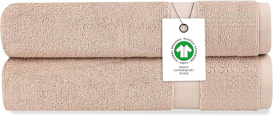 Delara Organic Cotton Luxuriously Plush Hand Towel Pack of 2 | GOTS & OEKO-TEX Certified | Premium Hotel Quality Towels | Feather Touch Technology|650 GSM Long Staple|Soft, Quick Dry & Ultra-Absorbent