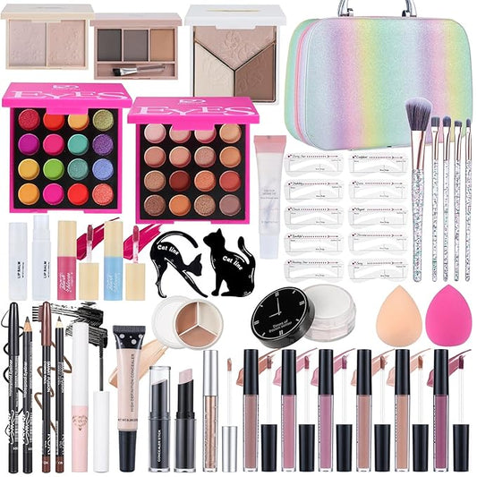 Makeup Kits For Girls Teens, Makeup Gift Set For Women with Eyeshadow Palettes, Brushes, Lip Gloss, Travel Make up Starter Kit For Beginners (C01612)