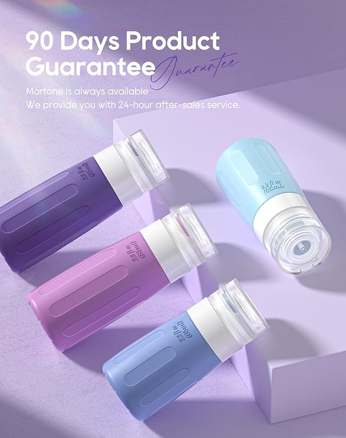 Morfone 16 Pack Silicone Travel Bottles Set for Toiletries TSA Approved Travel Containers Leakproof Squeezable Refillable Accessories 2oz 3oz for Shampoo Conditioner Lotion Liquids (Blue Purple)