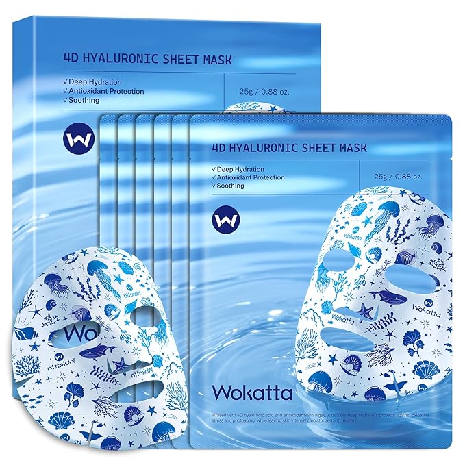 6 Pack Collagen Face Mask Bulk, Hydrating Face Masks Sheets Skincare with Hyaluronic Acid, Peptide - Deep Moisturizing, Soothing, Anti-Aging Facial Masks Spa Gifts for Women Skin Care