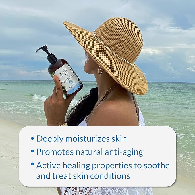Coco Fiji Face & Body Lotion Infused With Coconut Oil | Lotion for Dry Skin | Moisturizer Face Cream & Massage Lotion for Women & Men | Fragrance Free 12 oz, Pack of 3