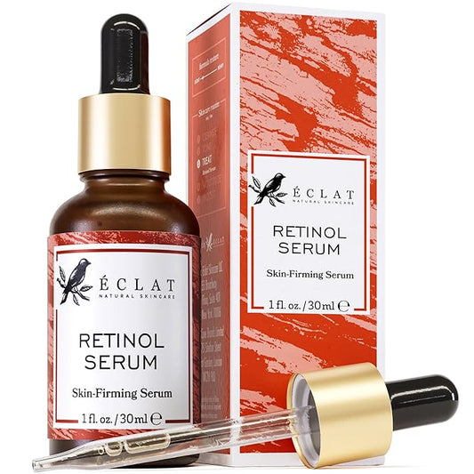 Eclat Skincare Retinol Serum for Face - Pure Retinol with Hyaluronic Acid & Vitamin E - Skin Care for Dark Spots - Anti Aging & Anti Wrinkle Formula - Resurfacing Retinoid Serum for Face 1 fl oz