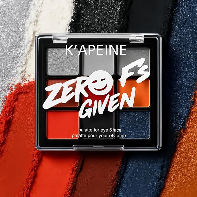 K'APEINE Eyeshadow Palette, 9Colors Red Black Eye Shadow Goth Smokey Eyeshadow Palette Soft Finish Eye Makeup Kit for Halloween, Cosplay, Stage Show & Daily Life