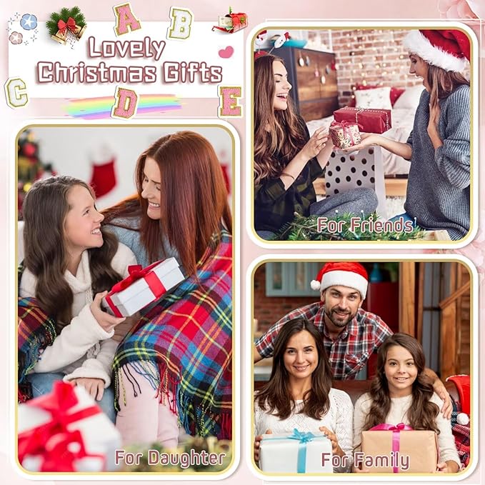 TOPEAST Preppy Small Makeup Bag, Chenille Letter Pouch Cosmetic Bag With Zipper, PU Leather Waterproof Toiletry Bag, Personalized Birthday Gift for Women, Cute Stuff for Girls (Brown D)