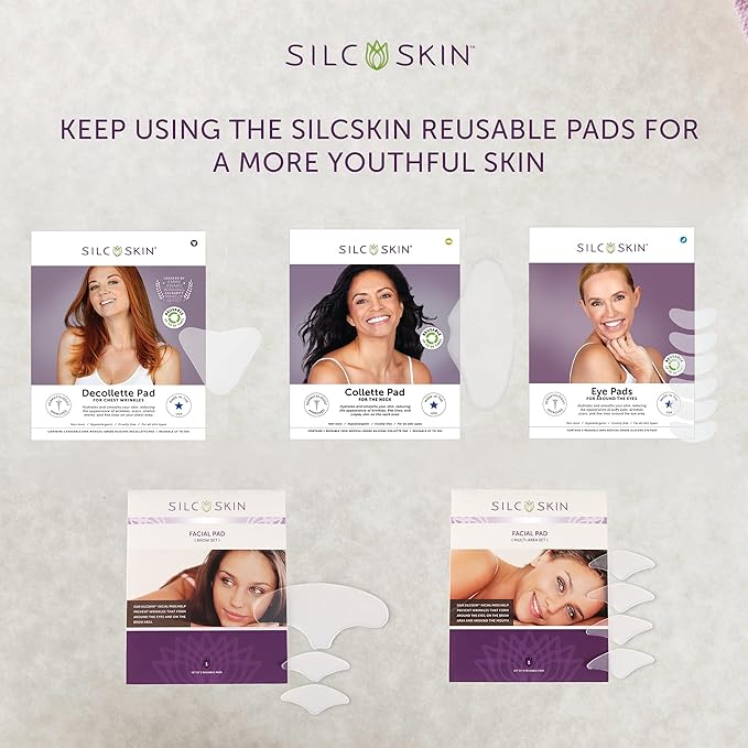 SilcSkin Silicone Eye Pads - Reusable Overnight Eye Patches, Medical-grade Silicone for Fine Lines, Crepey Skin, and Puffiness - 60 Day Supply