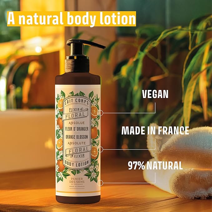 Panier des Sens –Orange Blossom Hand & Body Lotion for Dry Skin - Hydrating Body Cream for Women - Nourishing Fluid Body Moisturizer Shea Butter & Olive Oil 97% Natural Ingredients Body Care 8.45 Floz