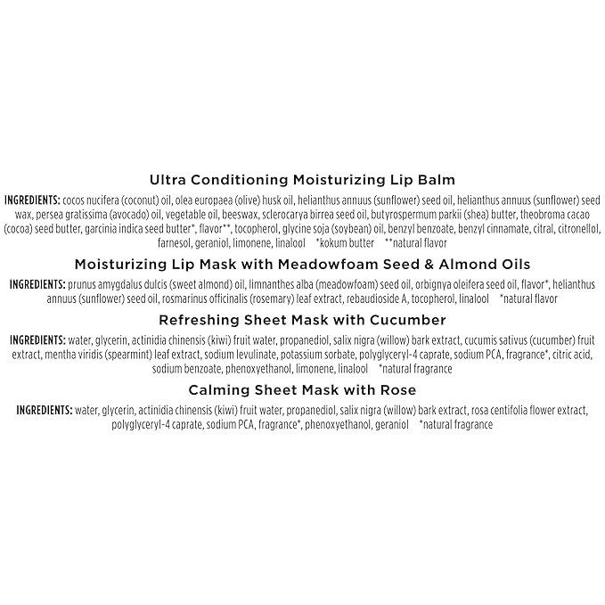 Burt’s Bees Mask Bundle Gift Set; , Ultra Conditioning Lip Balm and Moisturizing Lip, Refreshing Sheet and Calming Sheet Masks; Festive Packaging; 1 Gift Set (Pack of 6)