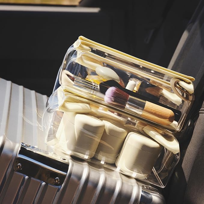 Cadence Travel Containers Basic Skincare Set - Magnetic Containers with Lids,Carry On Travel Essentials For Women/Men - 3 Small Capsules (0.56oz) - Cleanser, Moisturizer & Sun-Icon Labels - Petal