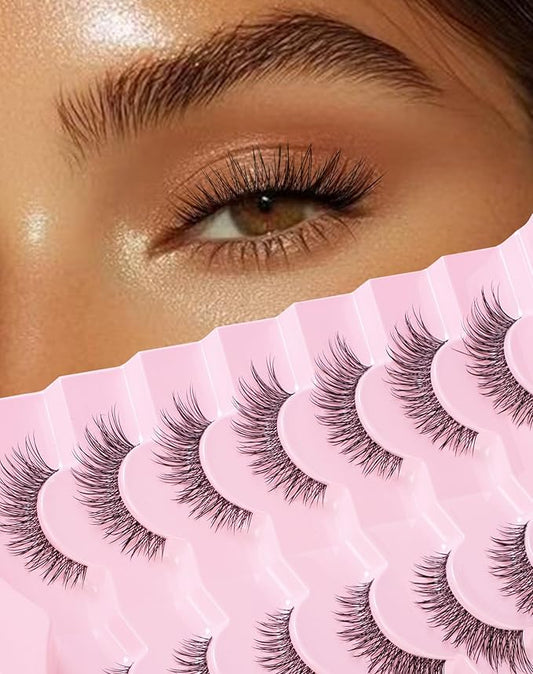 Frihappy Natural False Eyelashes Flared Wispy False Lashes Natural Look HA-17
