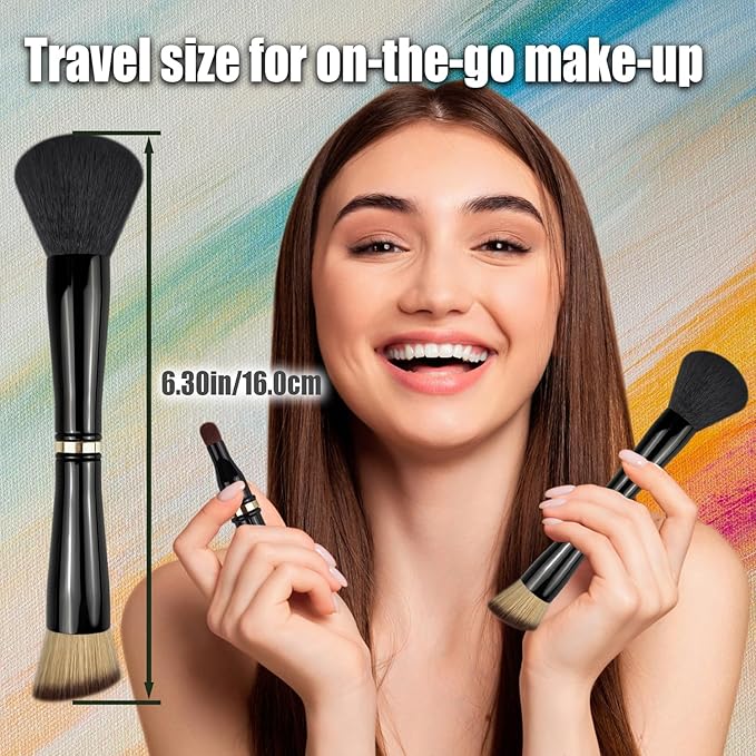 4 in 1 Makeup Brush, Travel Makeup Brush Set with Case, Mini Makeup Brushes, Powder Foundation Brush, Concealer Brush, Eyeshadow Brush, Dual Ended Makeup Brush for Liquid,Cream, Powder